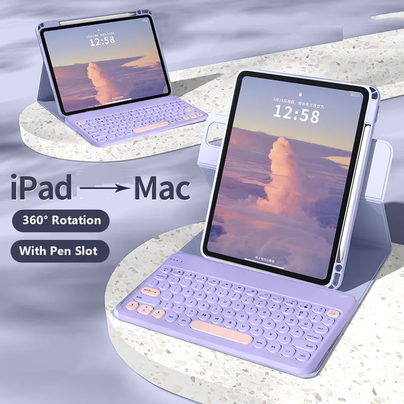 

Case for IPad 11th A16 2025 11-inch 10th 10.9 A2696 A2757 Air 7 6 5 4 3 2 1 10.2 9th 8 7th Gen 360° Rotation Bluetooth Keyboard