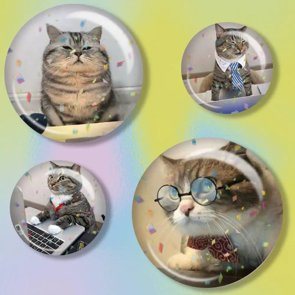 Table Working Cat  Brooch Metal Badge Brooch, Fashion Decorative Pins for Hat Bag Clothing Decoration Gift
