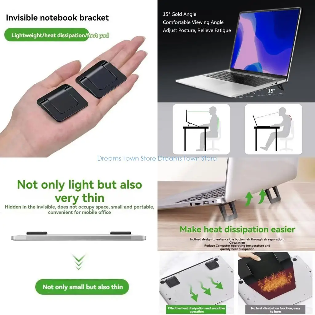 

HX6A 2Pcs Foldable Laptop Stand Portable Notebook Support Holder Adjustable Cooling