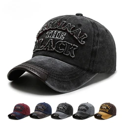 Men's Retro Washed Cloth Alphabet Baseball Cap Curved Brim Old Cap Spring and Autumn Outdoor Sports Women's Sun Hat