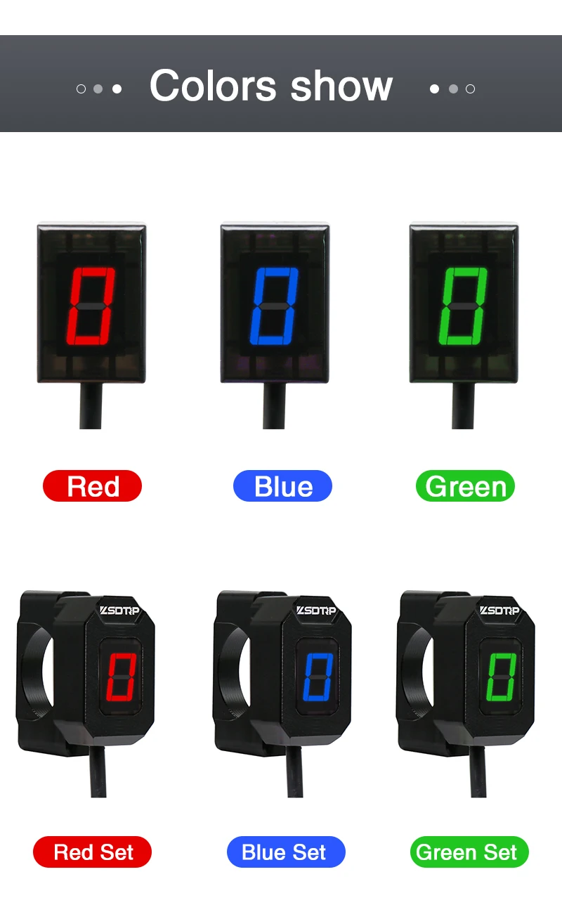 Indicateur Vitesse Moto Numérique Bleu/Rouge 6 Vitesses - Affichage Lévier Changement Avec Capteur Aimant