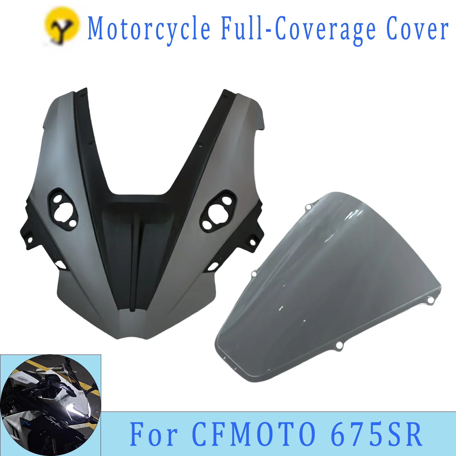 For CFMOTO 675SR-R CF 675SR Modified Integrated Fairing with Windshield, Motorcycle Competition Windshield Fairing Kit