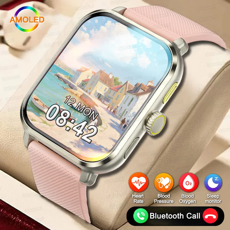 새로운 여성 스마트 시계 GPS 나침반 스포츠 시계 남성 1.95인치 AMOLED 스크린 블루투스 통화 심박수 스마트 시계 안드로이드 IOS용