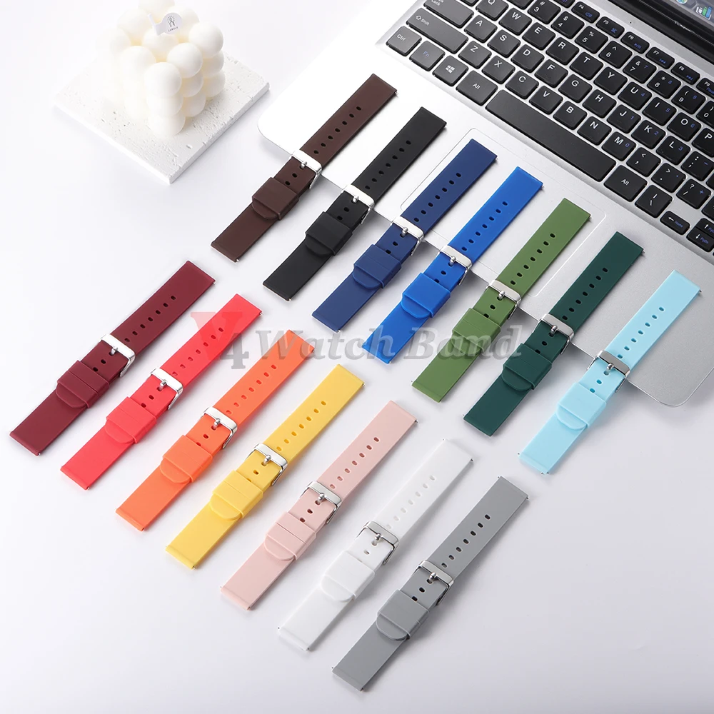 Silicone Watch Band Rubber Wrist Straps 18mm 20mm 22mm 24mm Watch Strap for Galaxy Replace Bands for Oris for Seiko for Citizen view 2