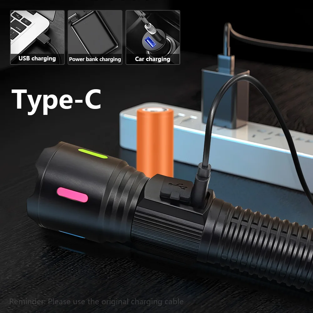 2000000LM Super Powerful Flashlights USB Rechargeable LED Flashlights Military Tactical Flashlight Camping Survival Accessories