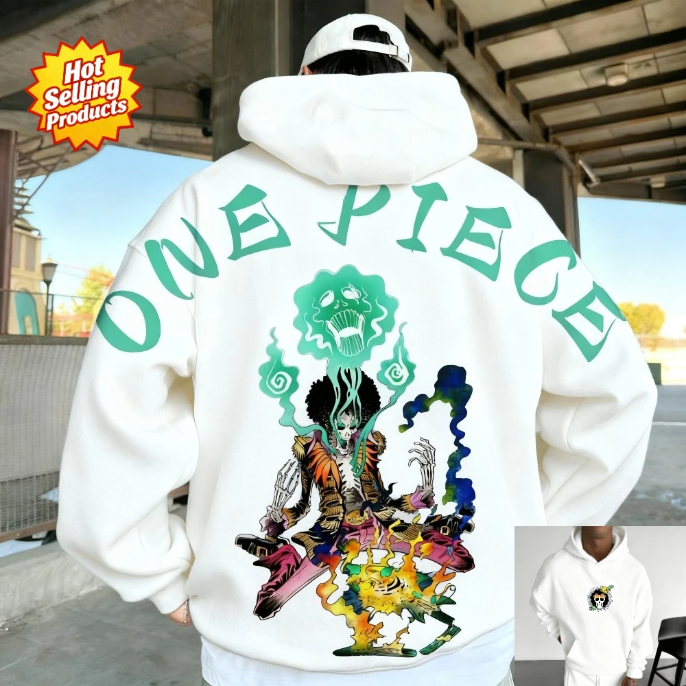 One Piece Hoodie Brook Soul King Anime Sweatshirt Men Women Cotton Oversized Loose Fit Comfort Streetwear Unisex Autumn Winter​