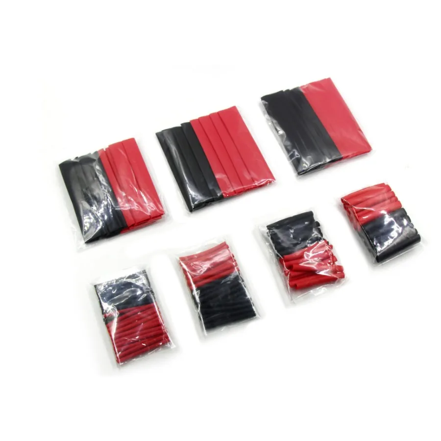 Assortimento di tubi termorestringenti 2:1 da 127 pezzi: tubo in poliolefina nera e rossa per cavi per auto, kit avvolgenti per guaine