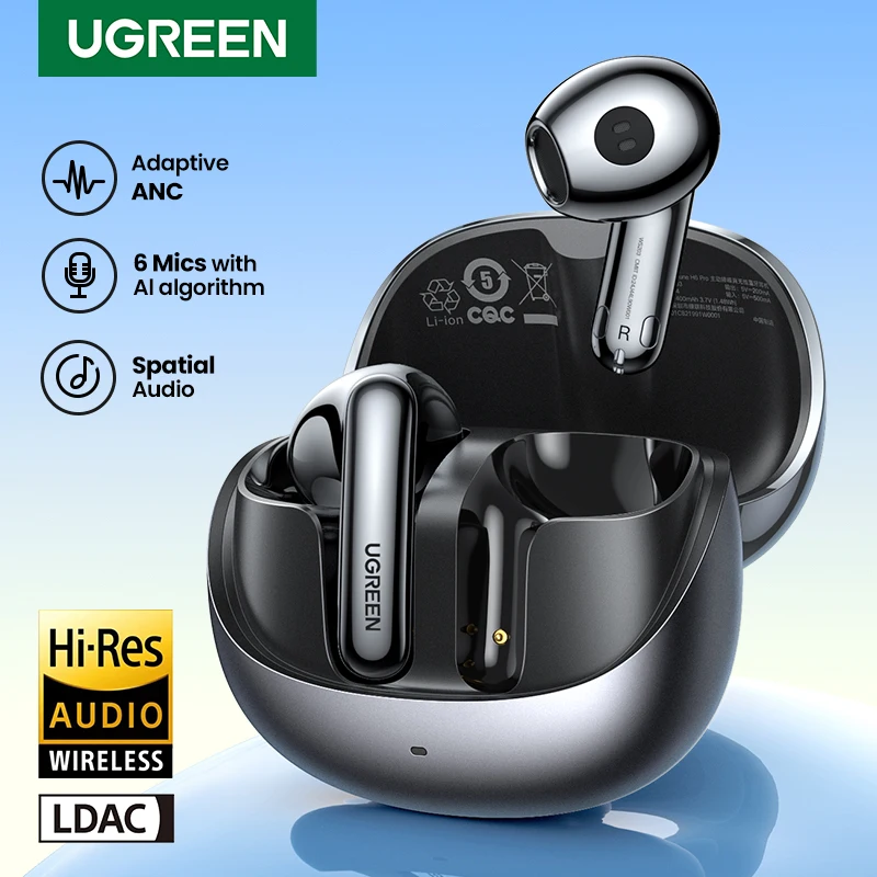 

UGREEN HiTune H6 Pro Wireless Bluetooth Adaptive Active Noise Cancelling Earbuds LDAC Hi-Res Audio Custom in-Ear Game Earphones