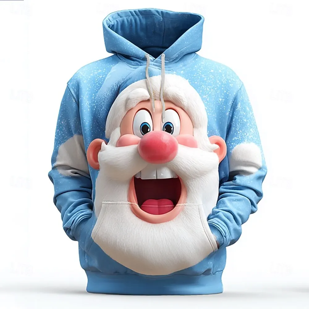 

Cute Santa Clause Graphic Men's Hoodies Autumn Winter Festival Family Party Hooded Clothes Outdoor Street Loose Casual Pullovers