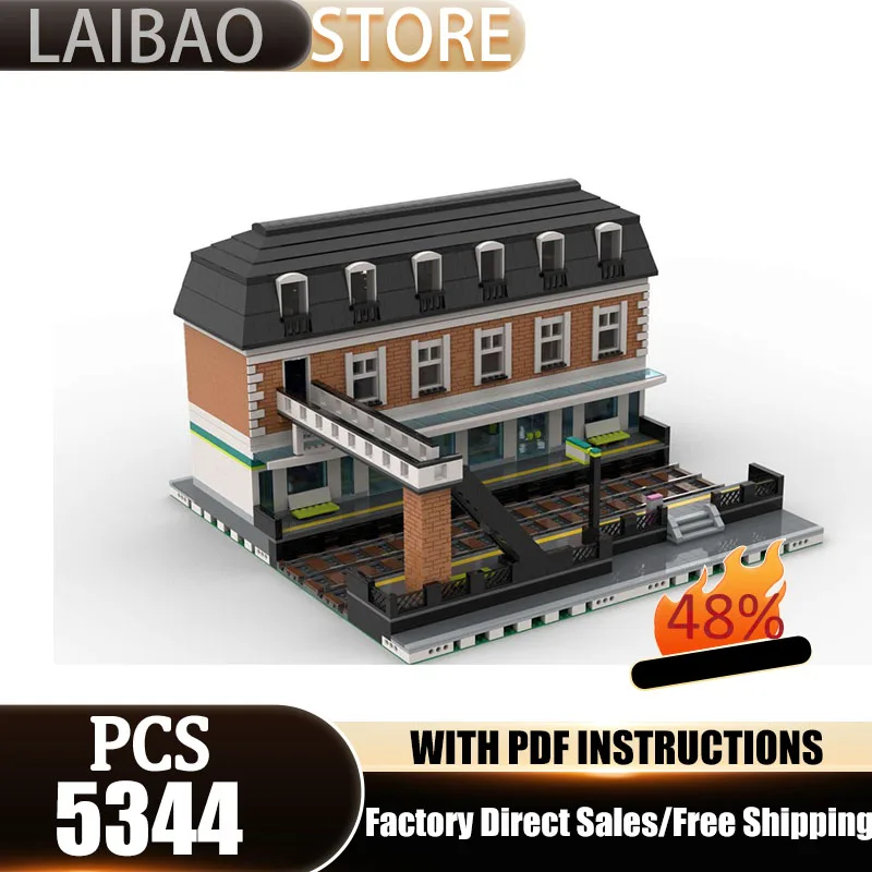 

Railway Train Model Moc Building Blocks Modular Train Station Model Technology Bricks DIY Assembly Street View Toys Gifts