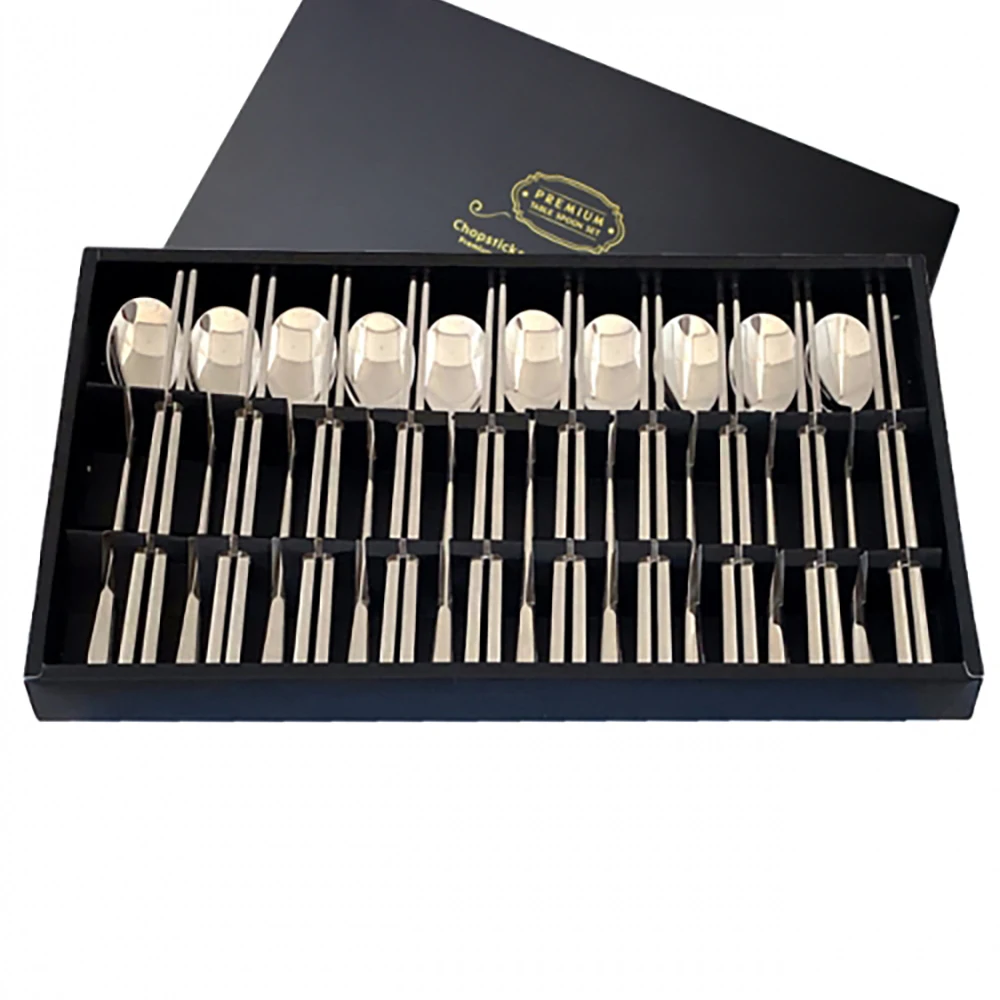 Home art Sten spoon set silver 10 person spoon chopsticks for gift