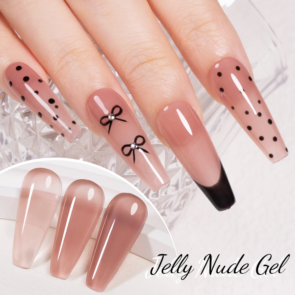 AWStorG 6Pcs/Set 7.5ML Jelly Nude Gel Nail Polish Translucent Pink Nail Gel Varnish Soak Off UV Gel Polish Long Lasting