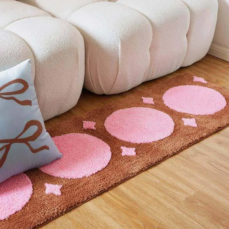 Thickened Flocking Anti-Slip Carpet Korean Style Bedroom Living Room Mat Plush Rectangular Home Decorative Floor Cover