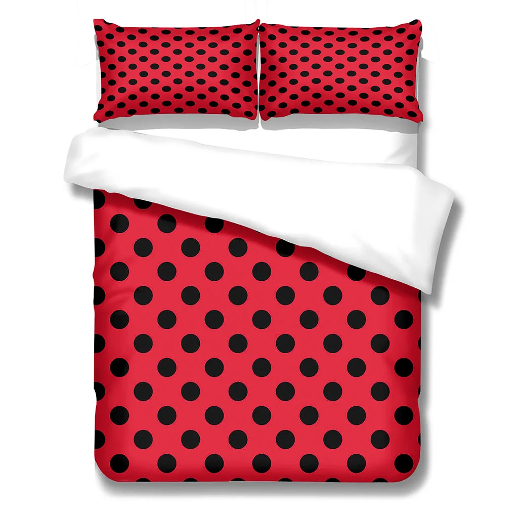 HUANZHUANG Bedding Set Boys Girls Simple Red Dots Twin Queen Size Duvet Cover Pillowcase Adult Home Textileextile Decoration