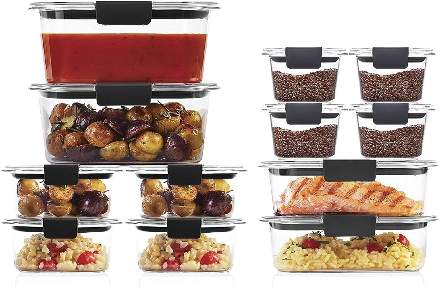 Rubbermaid Brilliance BPA Free Food Storage Containers with Lids, Airtight, for Lunch, Meal Prep, and Leftovers, Set of 12