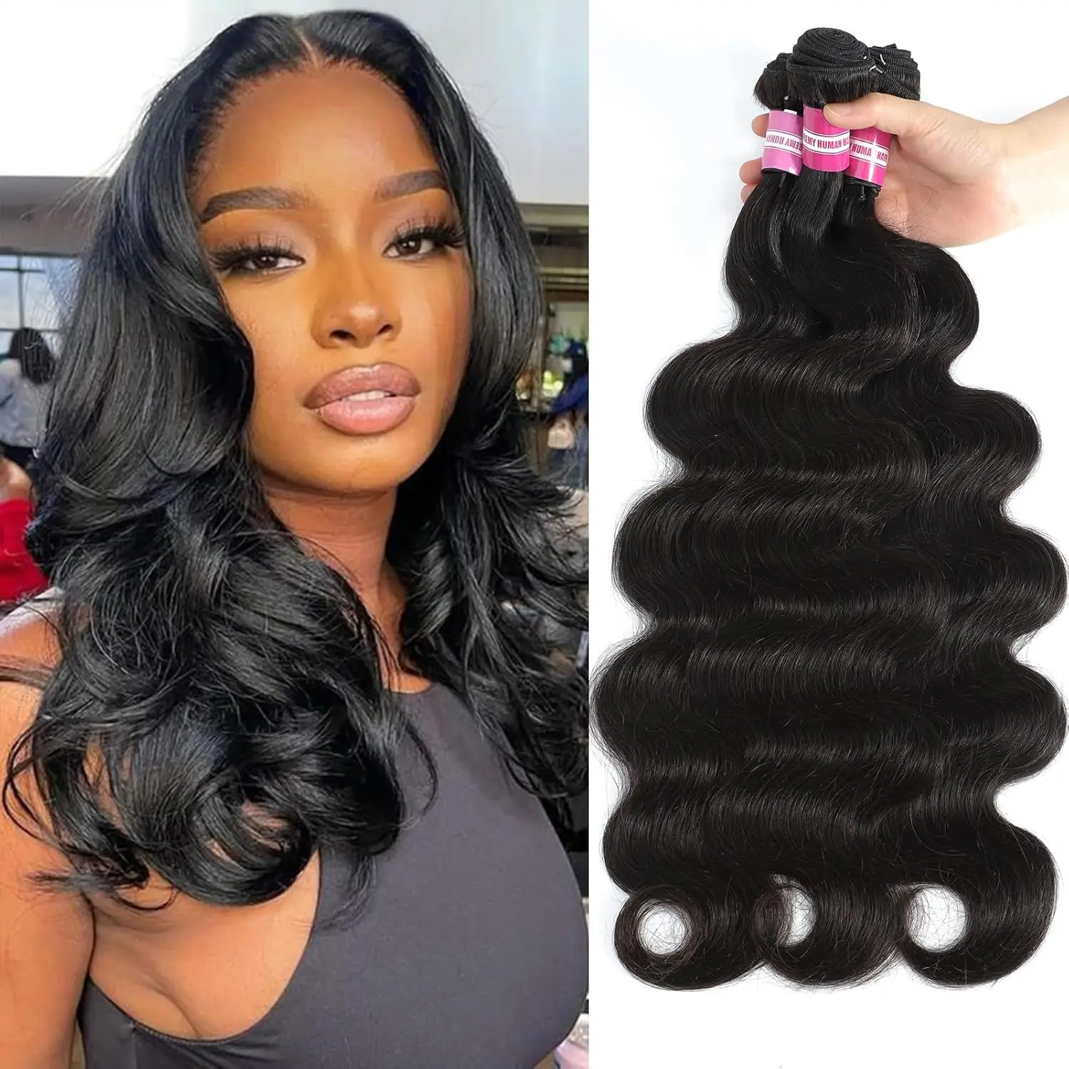 Extensions de cheveux indiens Remy Body Wave, cheveux vierges bruts, non transformés, 100% cheveux humains, 28 po, 30 po, 40 po, 1 3 4 faisceaux, richesse