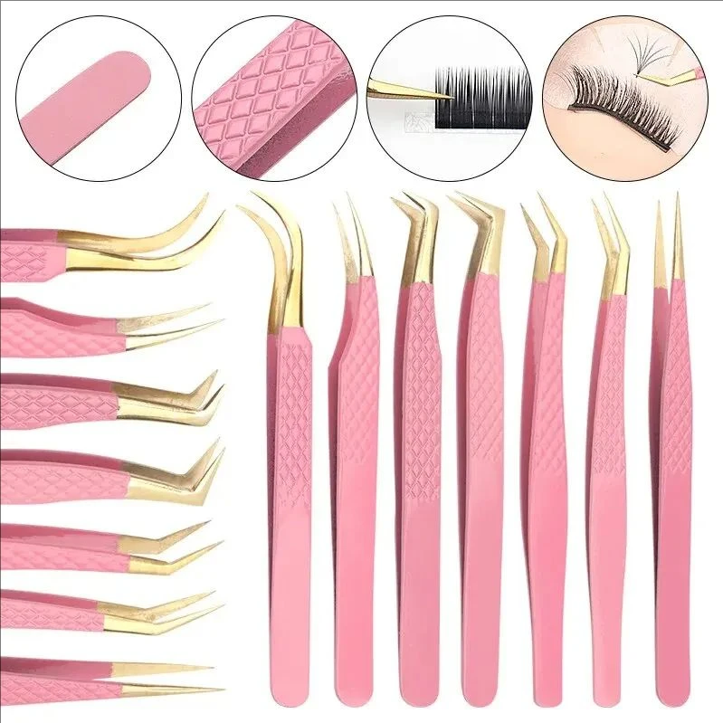 MJ 1 Pcs Eyelashes Tweezers For Lash Extension Stainless Steel High Precision Anti-static Tweezers Makeup Tools Eyelash Extensio