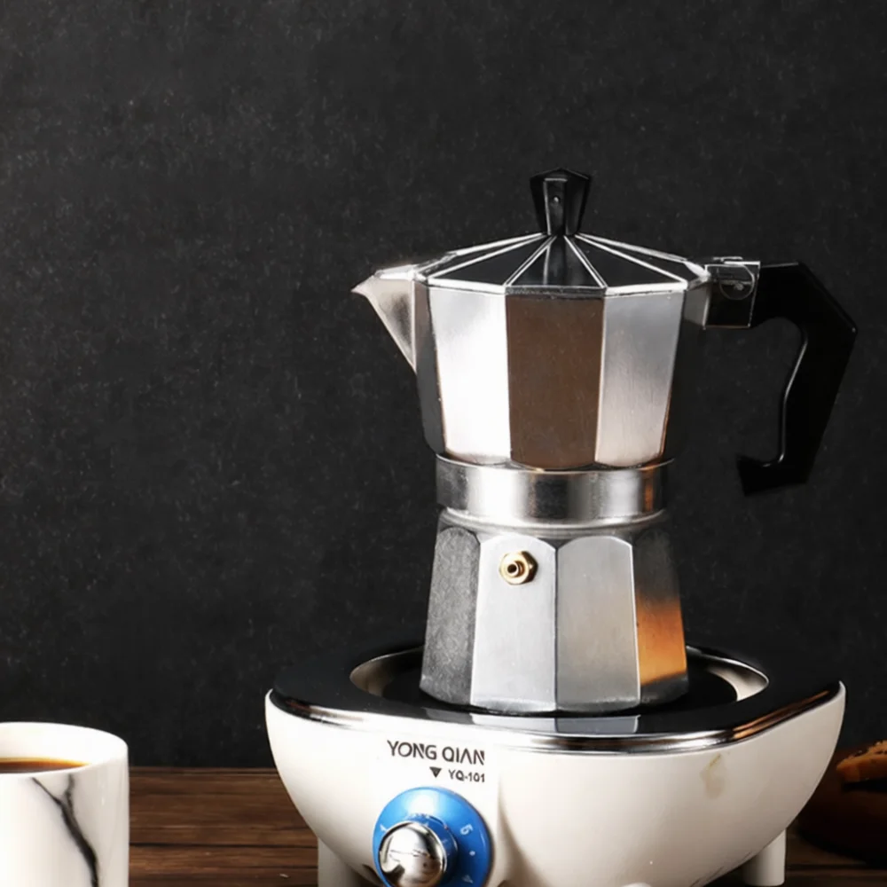 High Quality Aluminum Mocha Pot Espresso Maker Double Valve Coffee Brewer Stovetop Percolator Italian Coffee Kettle
