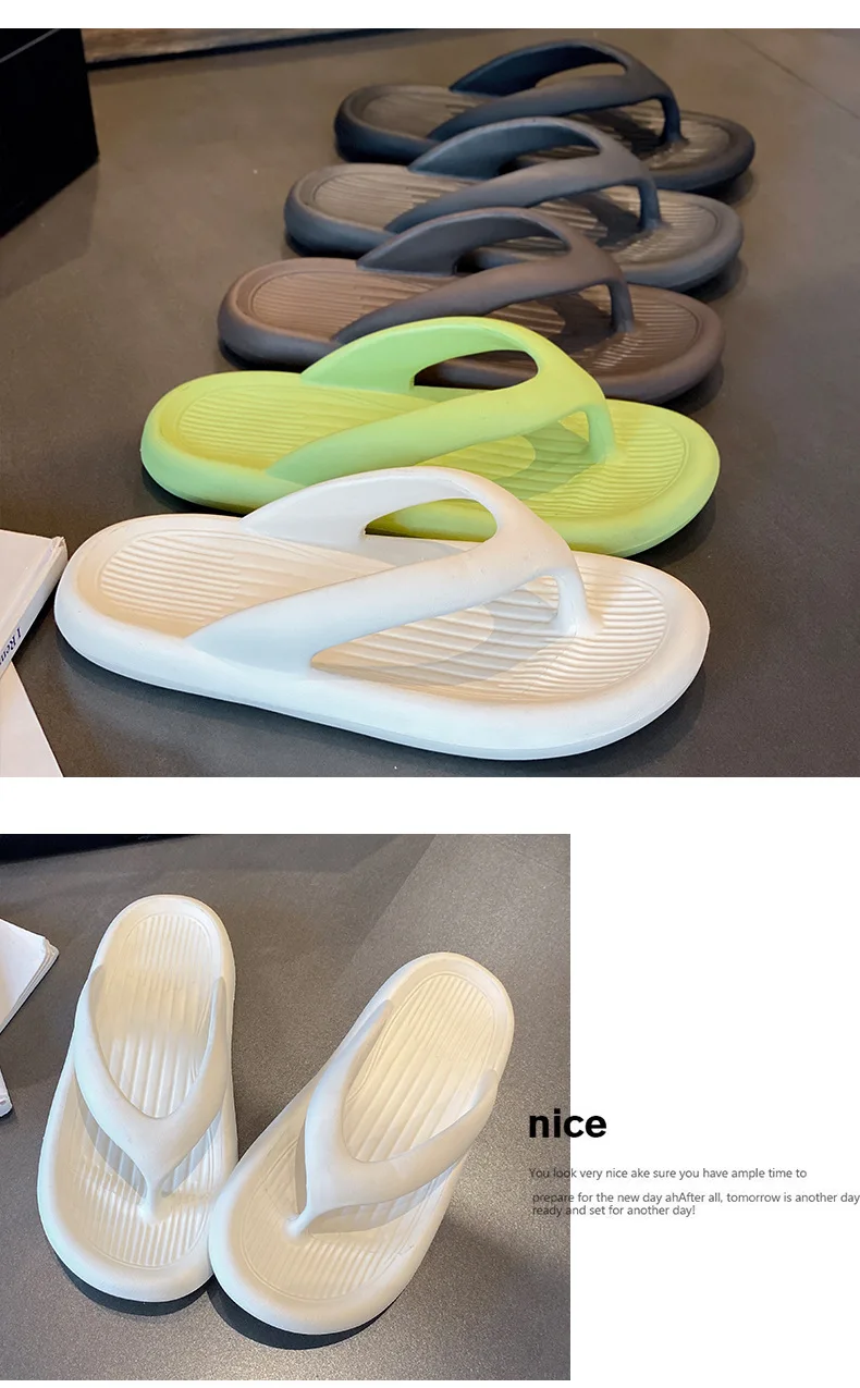 Evshine Damen-Sommer-Flip-Flops, Outdoor-Mode, rutschfeste Strand-Hausschuhe, bequem, weicher Boden, Damen-Sandalen, Haus-Badezimmer-Rutschen – Detail 7