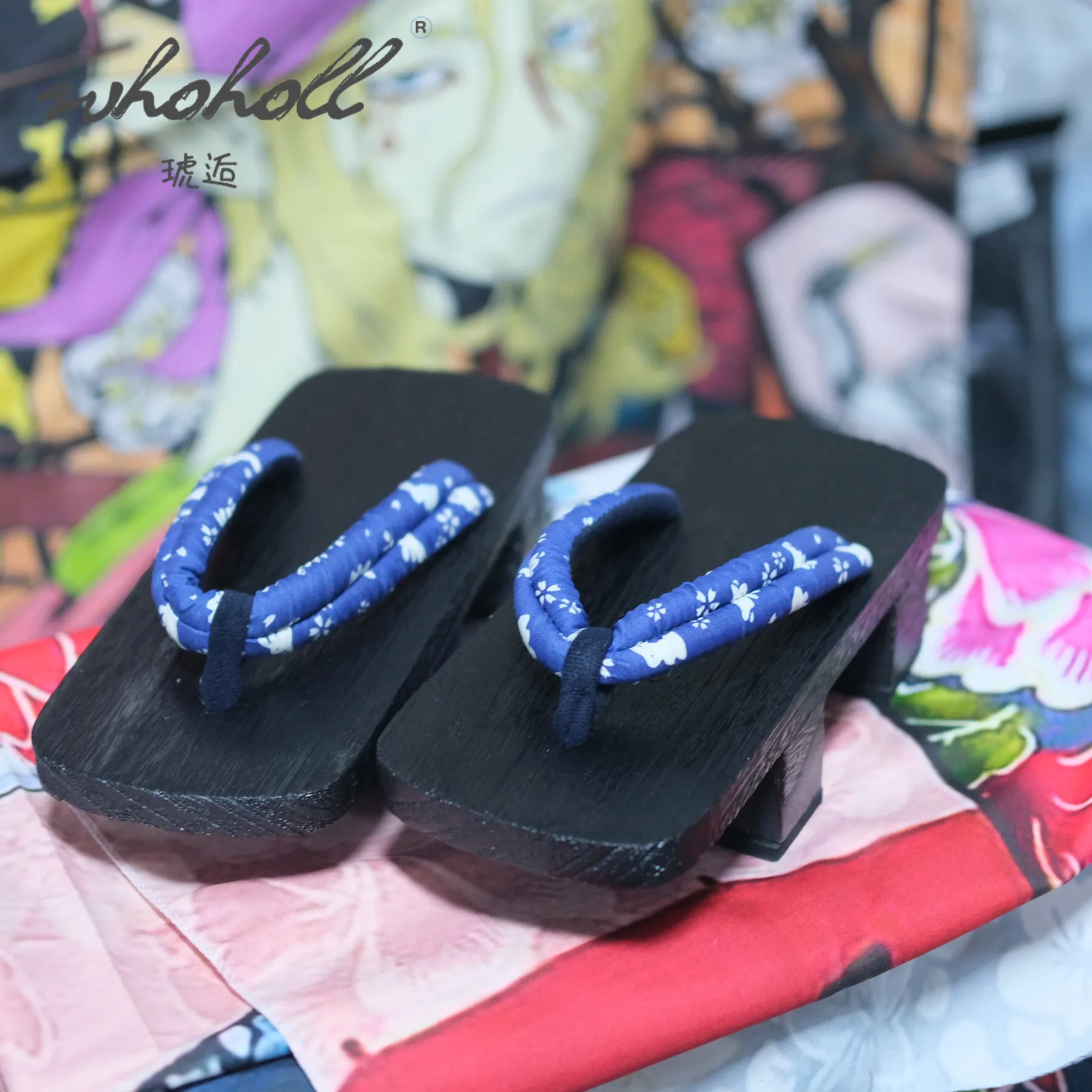 الصيف النساء الوجه يتخبط اليابانية جيتا الساموراي قباقيب الكرتون تأثيري أحذية سوداء سميكة القاع اثنين الأسنان صنادل أرضية النعال