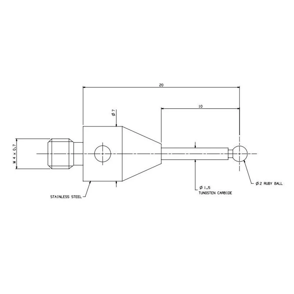 CMM Touch Probe  Thread 2 0mm Ball  20mm Tungsten Carbide Stem Achieve Superior Precision and Efficiency in Your Measurements