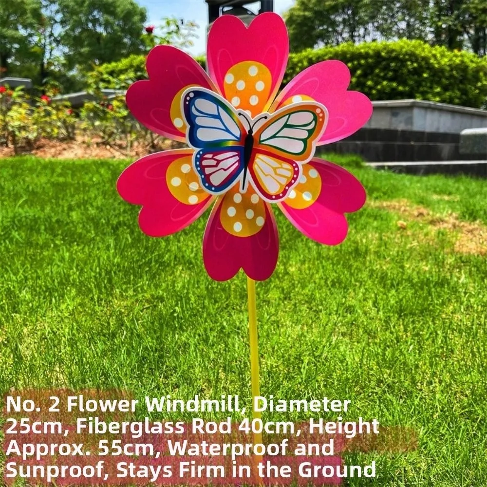 Multistyles Flower Butterfly Windmill Colorful PVC Rotating Wind Spinner Diameter 25cm Large Turntable Windmill