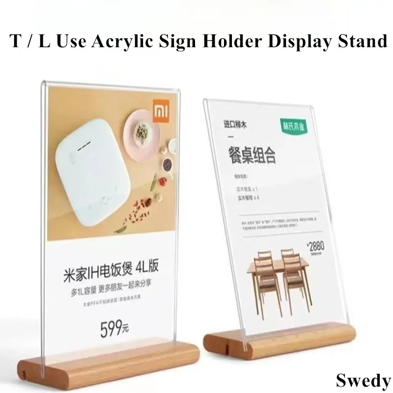 A5  T / L Two Use Double Sided Acrylic Sign Holder Display Stand Tabletop Document Menu Paper Holder Photo Picture Poster Frame