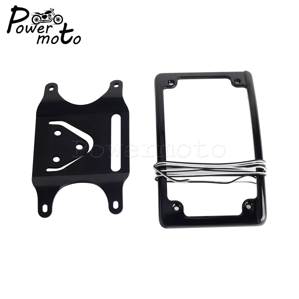 3 Bolt Relocation License Plate LED Curved Holder Bracket Frame For Harley Softail Street Bob Low Rider Super Glide 1984-2024