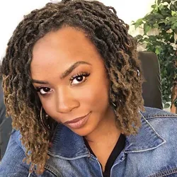 Faux Locs Dreadlock Wigs For Black Women Short Goddess Twist Locs Wig Brown Highlight Color Afro Braided Wigs Synthetic Hair