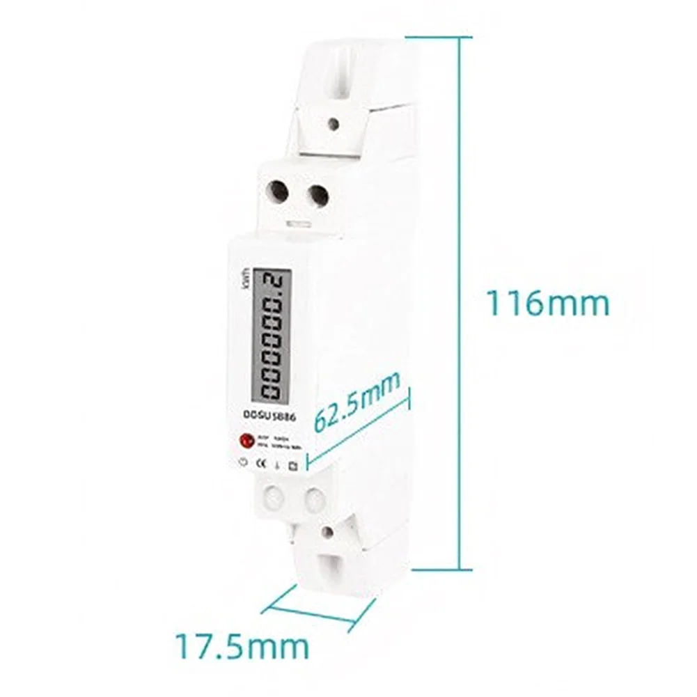 DDSU5886 18mm Wide Electricity Meter 1-Phase AC 220V 5(80)A LCD Backlit for Tight Electrical Cabinet Installations