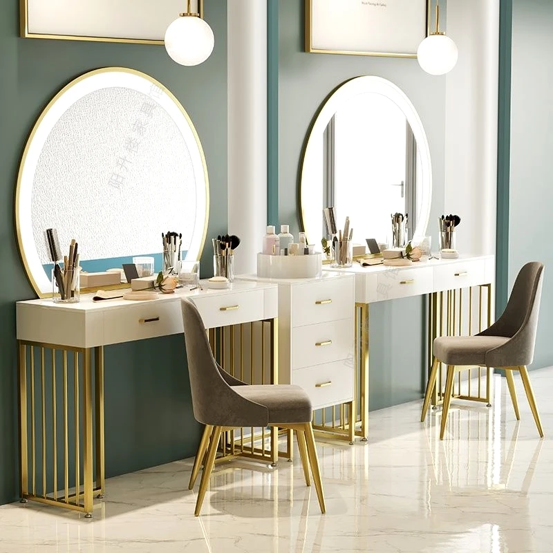 

Makeup Mirror Vanity Table Desk Chair Nail Modern Stool Organizer Stool Dressing Table Light Luxury Penteadeira Home Furniture