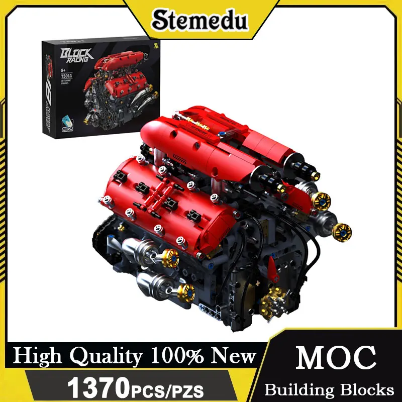 1370 pz Tecnico V8 Modello di Motore Building Blocks Set Motore Elettrico MOC Simulazione Meccanica di Montaggio Mattoni Regali Educativi