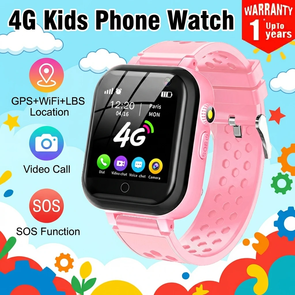 

4G Smart Watch For Children IP67 Waterproof GPS WIFI Smart Watch Kids With SOS Flashlight Video Call Birthday Gift for 3-12Y