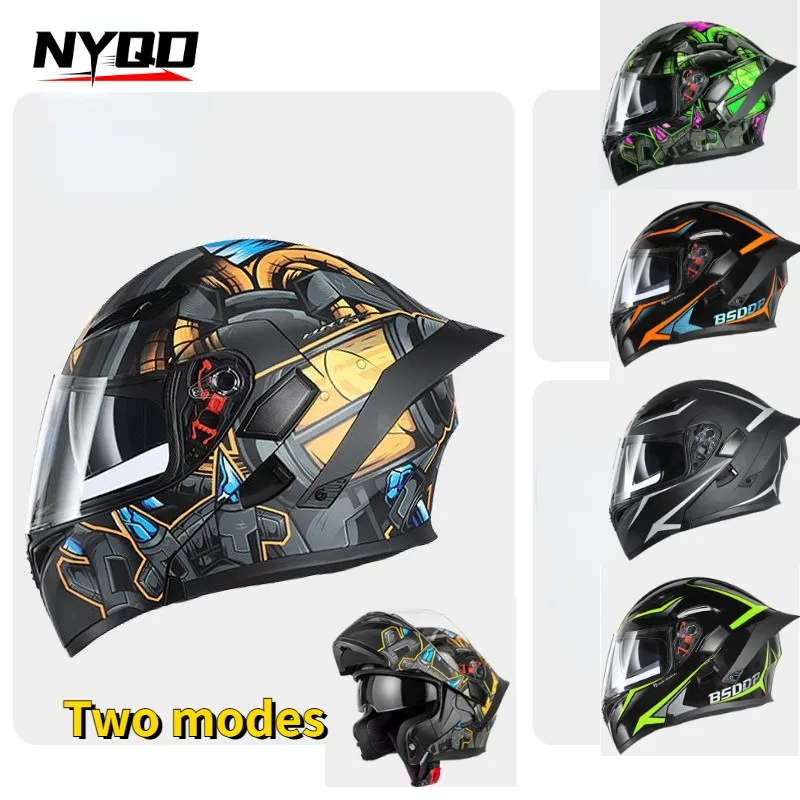 

Helmets Motorcycles Full Helmet Dual Lenses Facelifted Helmets all Season Universal Summer Cycling Half Helmets Portable Fashion