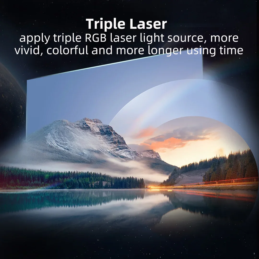 Native 4K Projector Laser, Full RGB Triple Laser Projector with Android WiFi 6 Wireless Mirror Screen DLP Link 3D Beamer