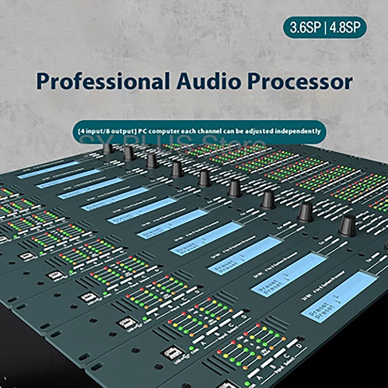 

Professional 4 In 8 Out Audio Processor with 30 Presets EQ Crossover 48dB Processor USB For Home Theater Stage Bar PA System