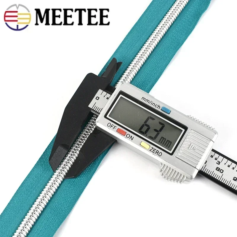 Meetee 2-10Meters 5# Nylon Zippers Silver Teeth Long Chain Zip Tape with Slider for Sewing Bags DIY Clothes Repair Accessories