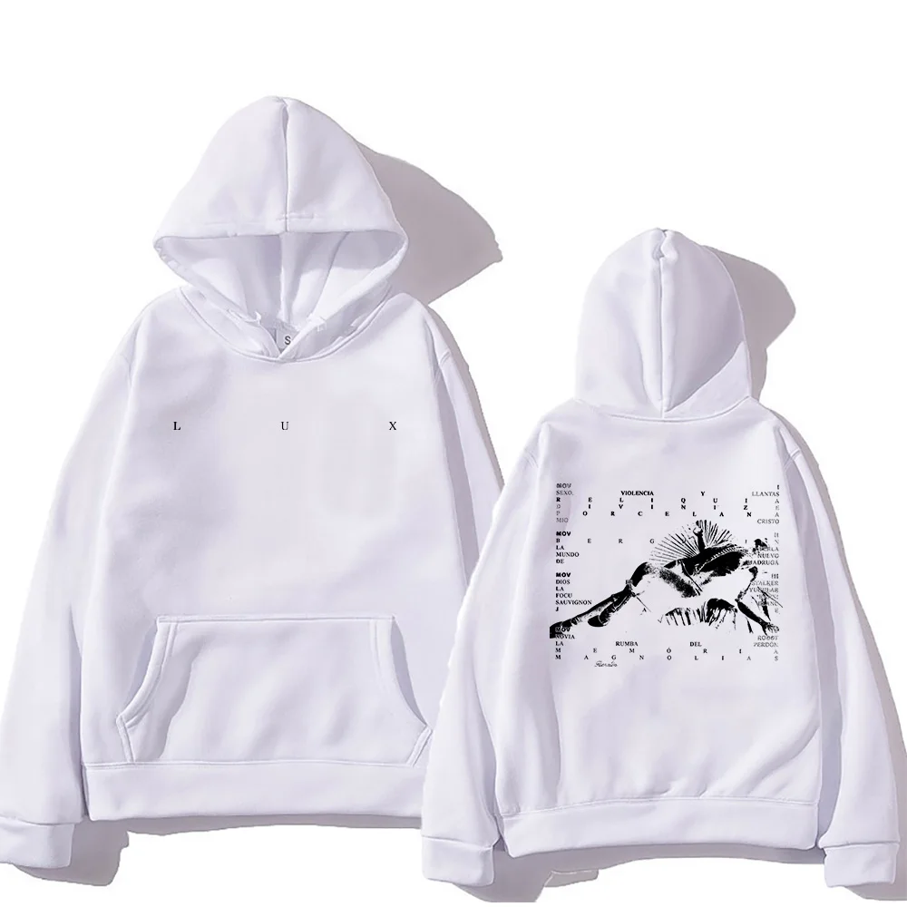 Rosía LUX Logo هوديي Rosalia Berghain ألبوم جديد البلوز ريترو Harajuku الملابس الجمالية للجنسين كم طويل هودي كبير الحجم #4