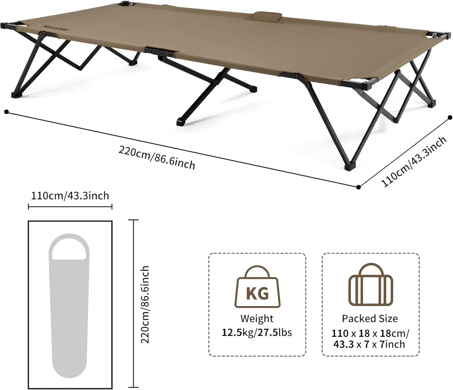 Naturehike Cot Tent For Camping,Easy Setup Pop Up Tents For Camping, 1 Person 2 Person Camping Cot & Tent, Camping Bed (𝐜𝐨𝐭