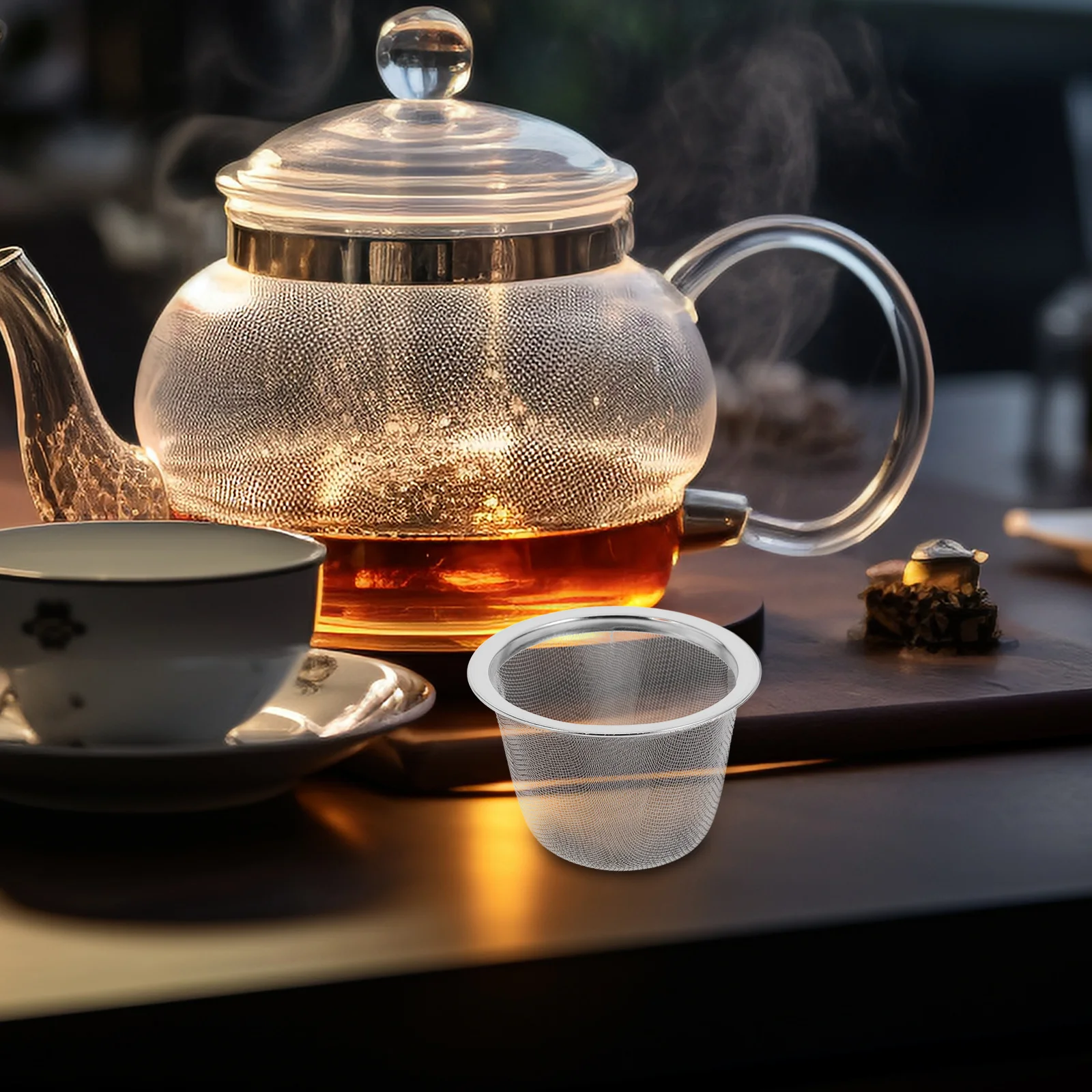 

2pcs Tea Strainer Fine Mesh Stainless Steel Loose Leaf Infuser For Teapot Cup Basket Filter Replacement Metal Diffuser Strainers