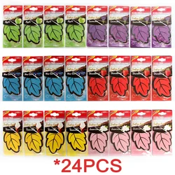 24PCS Car Air Freshener Leaf Shape Perfume Pendant Natural Scented Paper Interior Vanilla Odors Remover Car Accessories