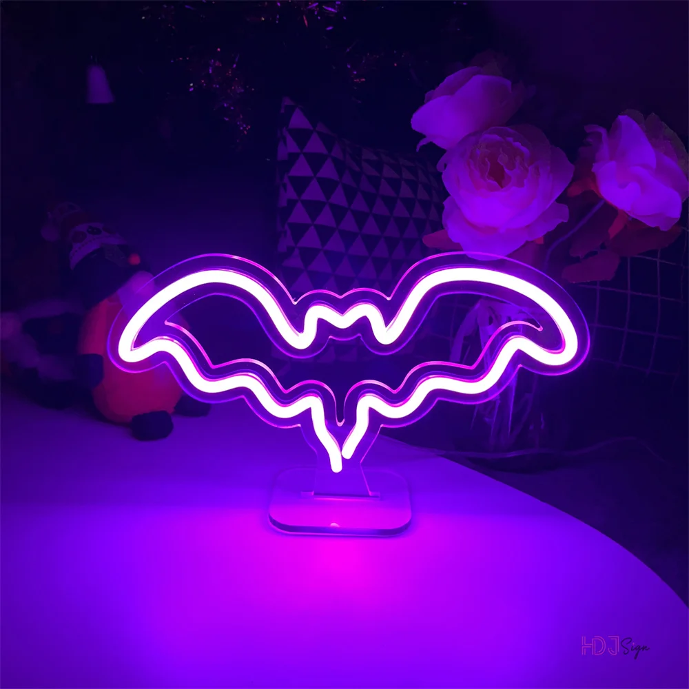 

Bat Neon Sign USB LED Neon Light Night Sign Children's Bedroom Wall Decoration Neon Lamps Creative Birthday Gift Room Wall Decor