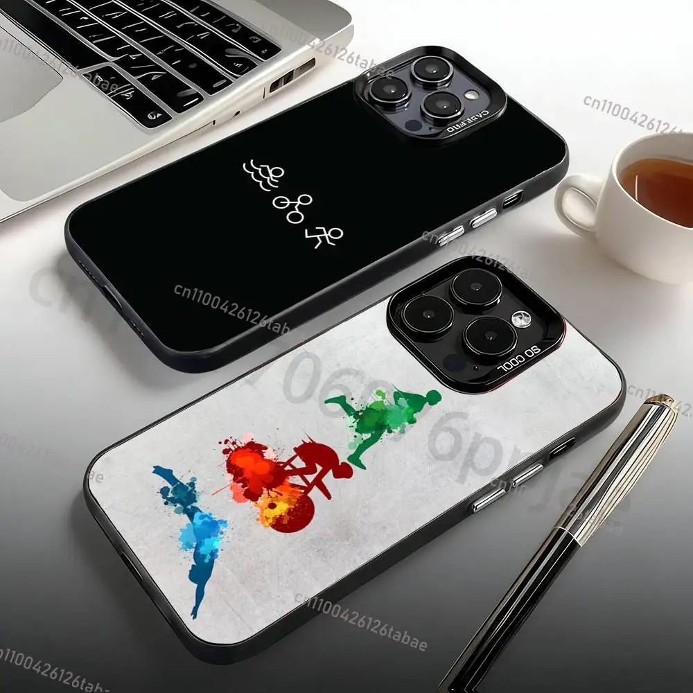 

NEW Swim Bike Run Triathlon Phone Case For iPhone 17,16,15,14,13,12,11,Pro,Max,Plus,Mini, Matte Shockproof Case