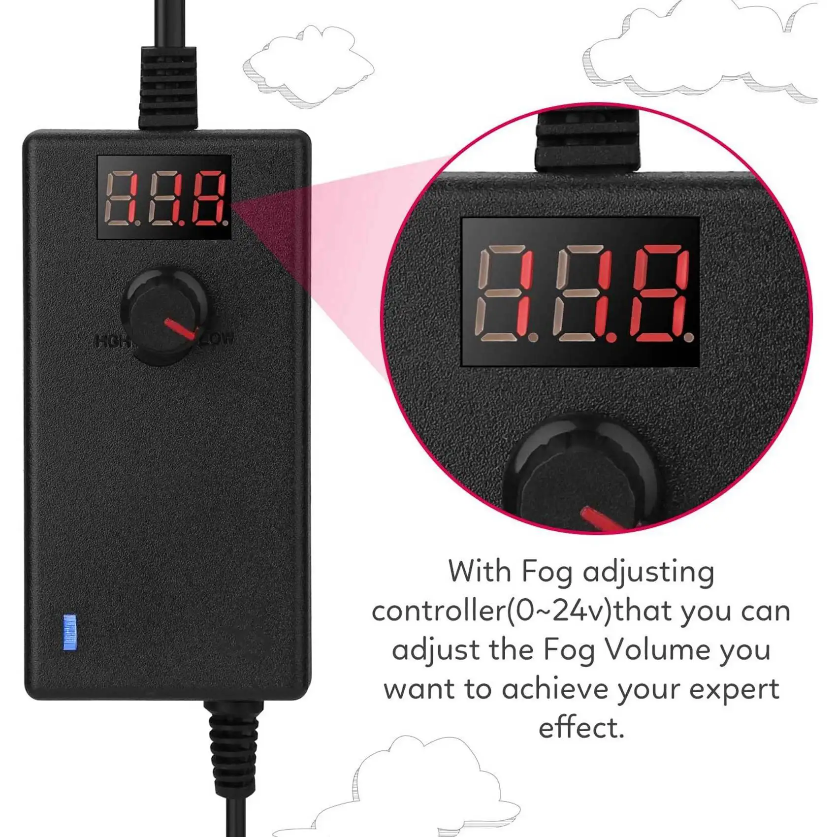 2X Mist Maker Fogger Water Fountain Pond Fog Machine Atomizer Air Humidifier Haloween Smoke Machine Black US Plug