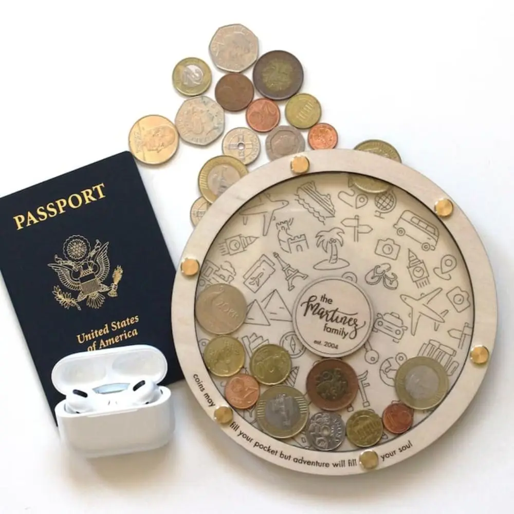 New Transparent Commemorative Coin Tray Wooden Round Coin Commemorative Plates Personalized Detachable Coin Box