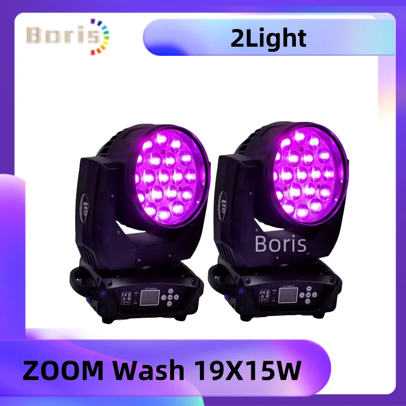 

2PCS Beam Wash 19x15W RGBW Zoom Moving Head Lighting For Disco KTV Party Free Fast Shipping