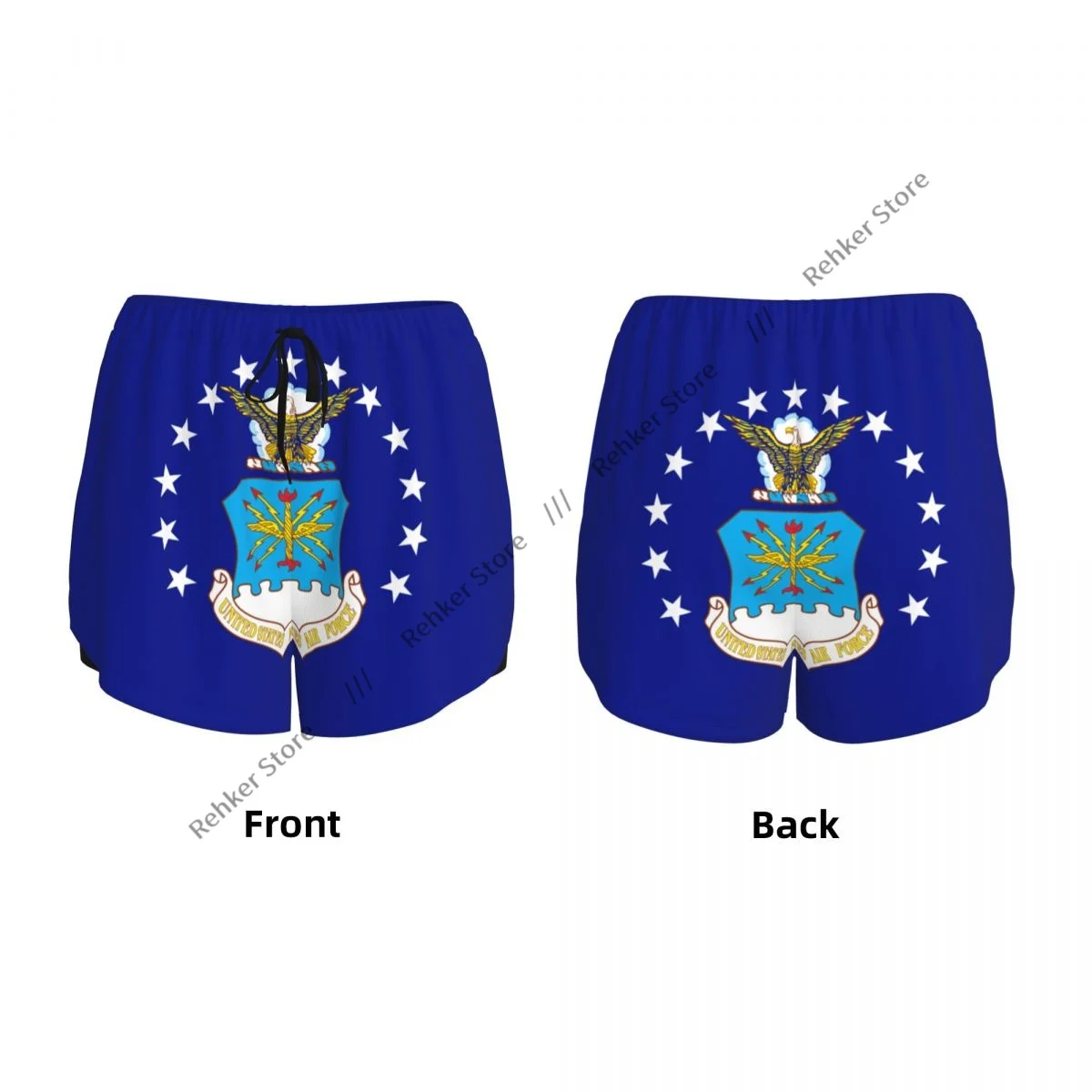 Pantalones cortos deportivos de secado rápido de doble capa para mujer con bandera de la Fuerza Aérea de EE. UU. para ocio al aire libre, correr, Fitness, entrenamiento, deporte