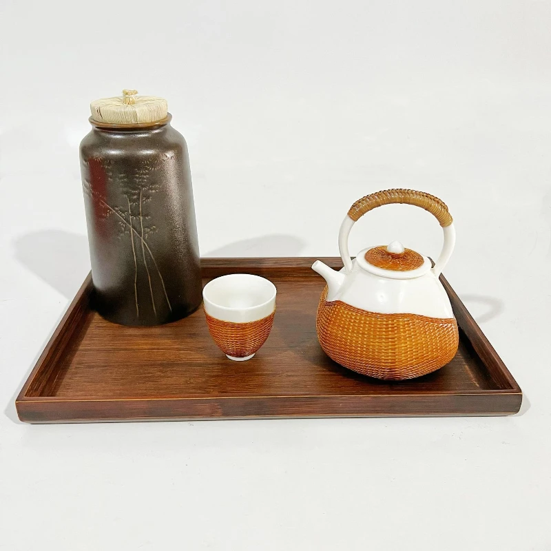 

Literary bamboo buckle white porcelain teacup, ethnic style gift box office tea cup, ceramic bamboo kung fu teacup