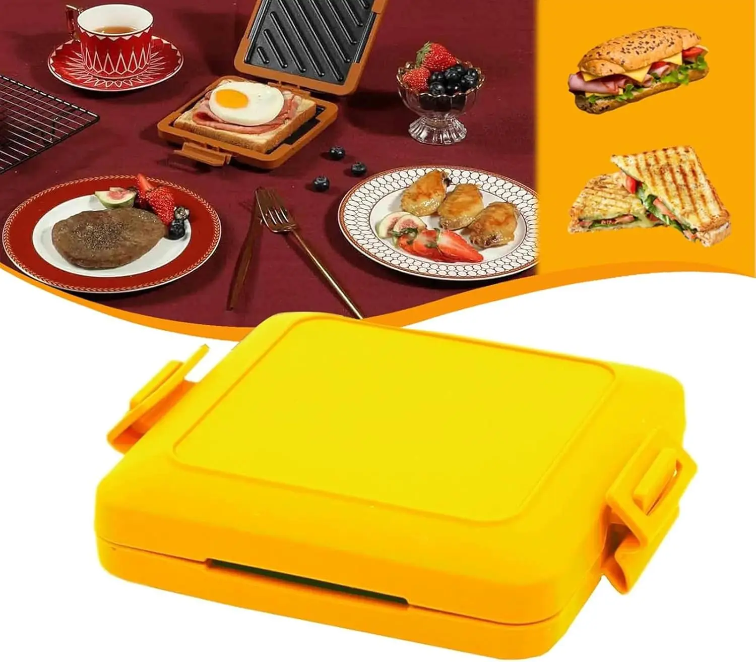 Tostadora de microondas para sándwich, tostadora de microondas rápida y ahorradora de tiempo, No requiere electricidad, lavavajillas inalámbrico