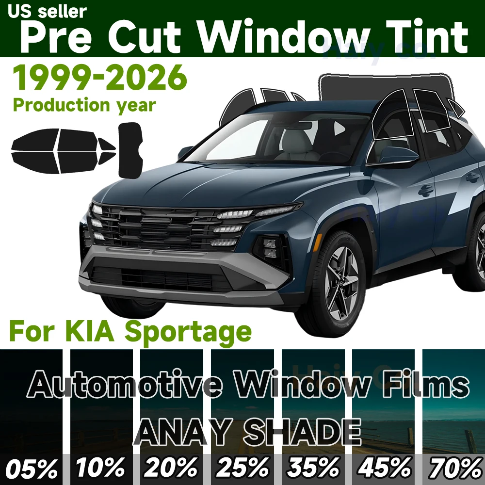 Precut Window Tint for Kia Sportage 1999-2026 Car Sticker Custom-Made Sun Blocking Heat & Glare 2Ply Film Shade Kit